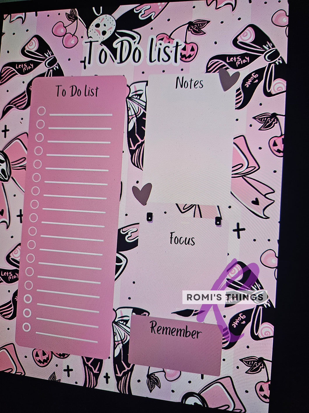 Pink Horror Bows Planner Magnet