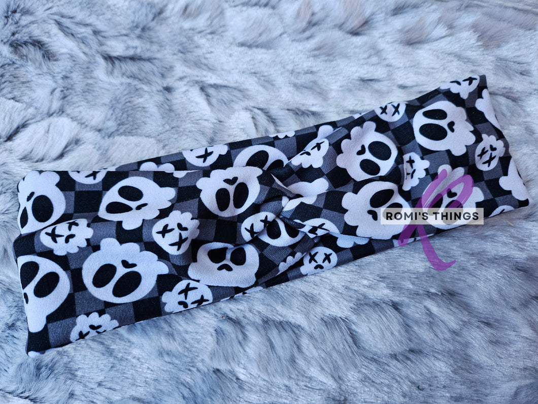 Check skulls Twist Headband (rts)