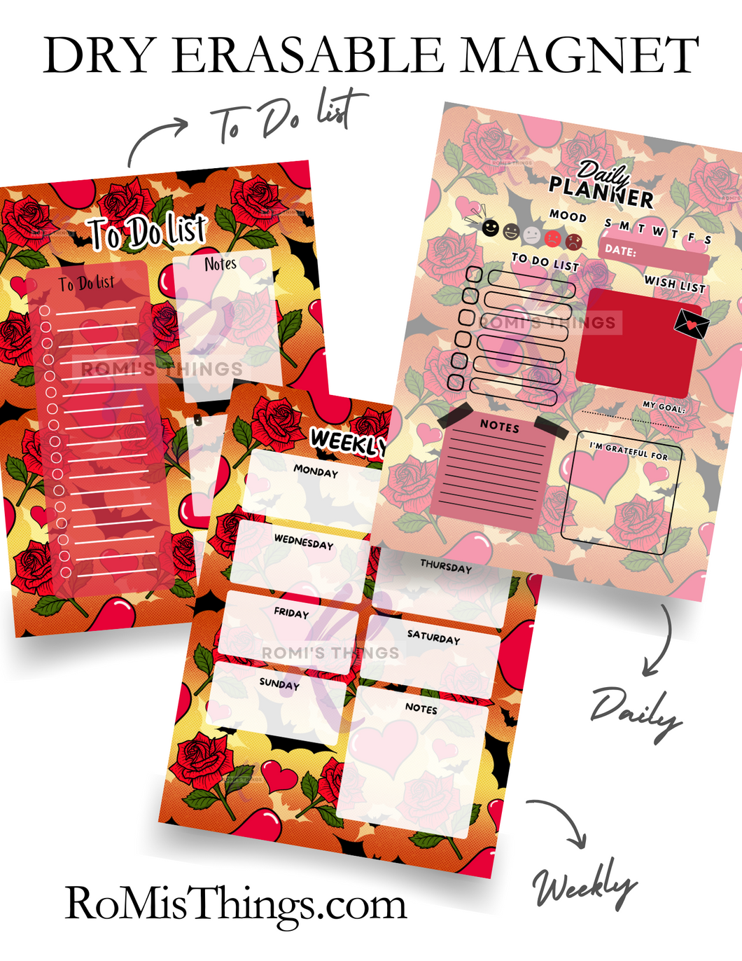 Tattoo Rose Planner Magnet