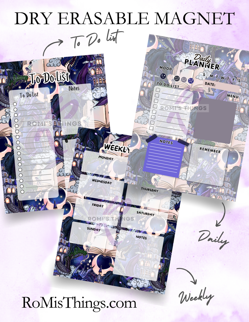 Dragons and Unicorns Planner Magnet