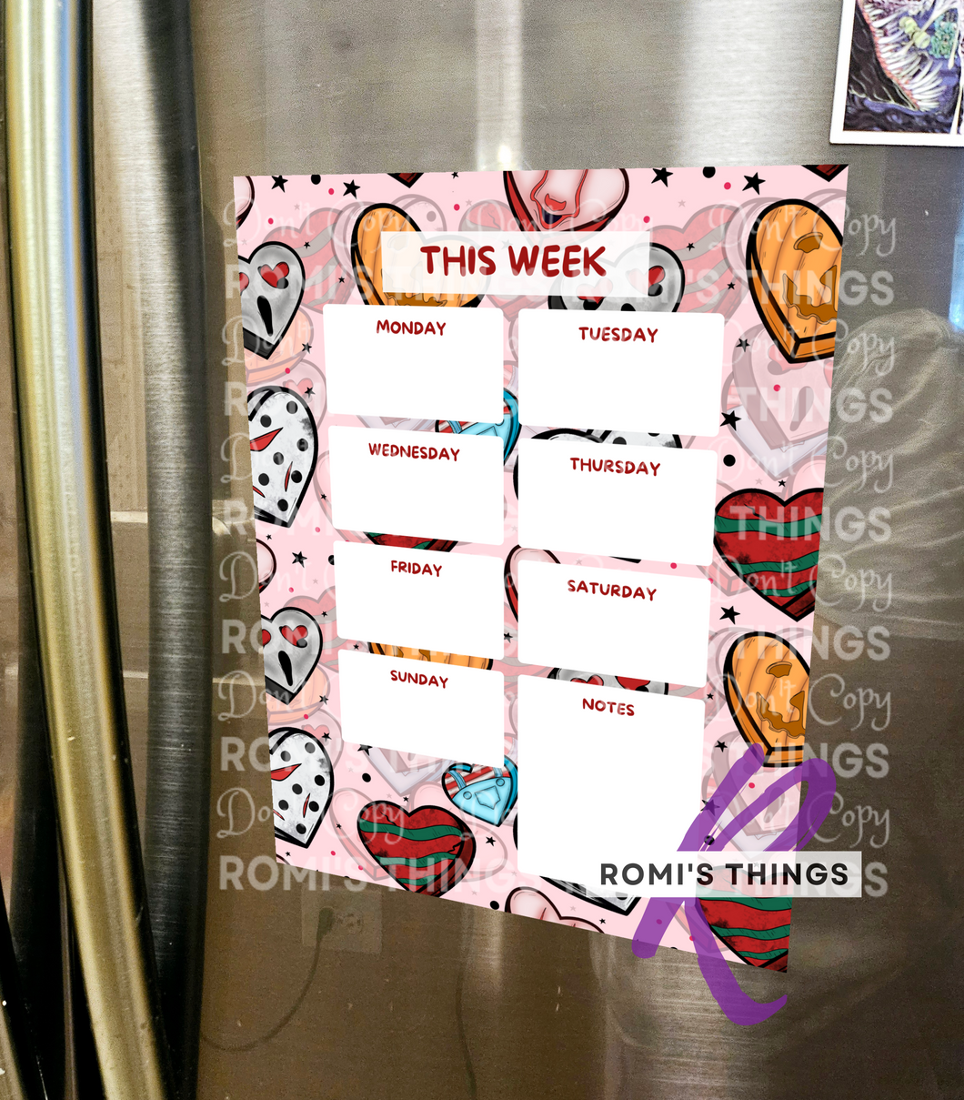 Horror Candy Hearts - Weekly Calendar Magnet