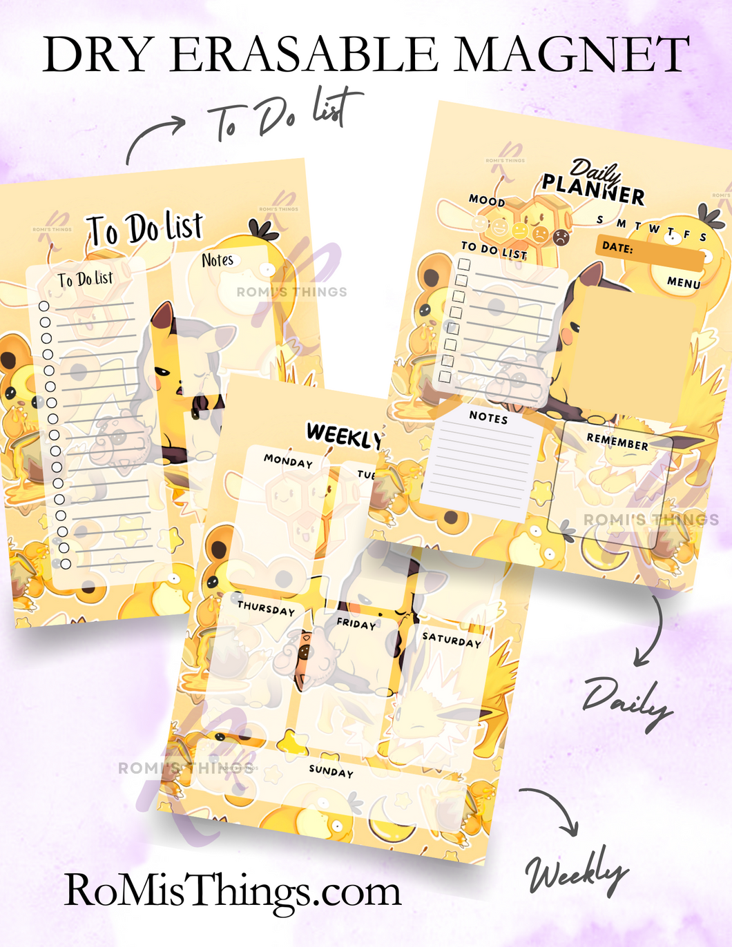 Yellow Pocket monster Planner Magnet