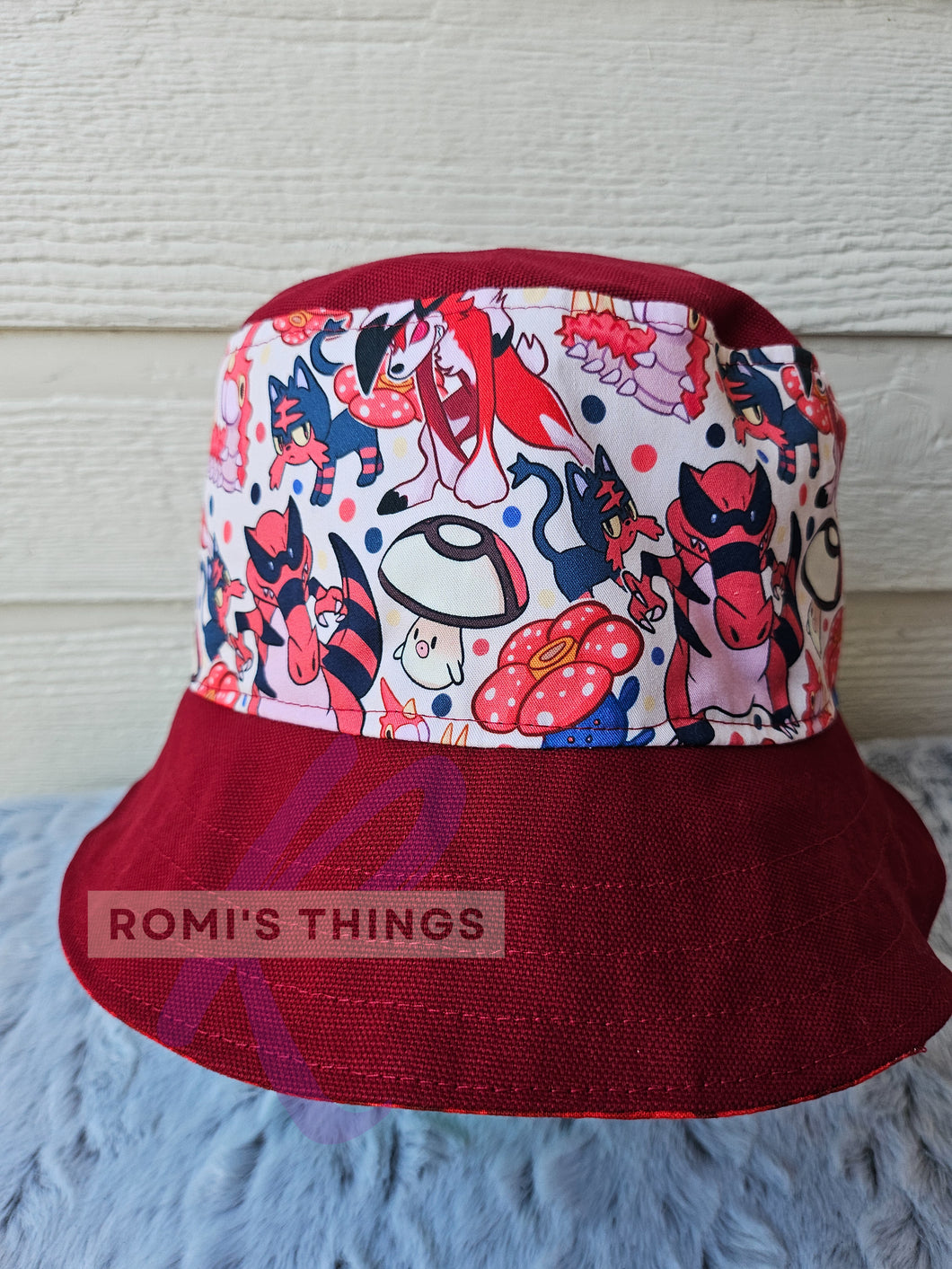 Red Pocket Monsters - LARGE Bucket hat