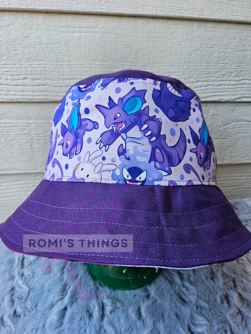 Purple Pocket Monsters - LARGE Bucket hat