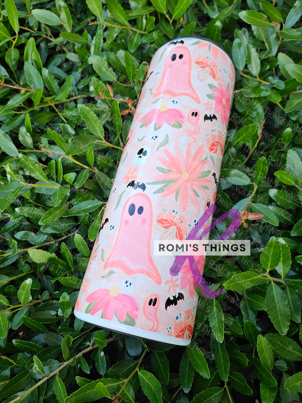 Pink spooky floral 20 oz Tumbler